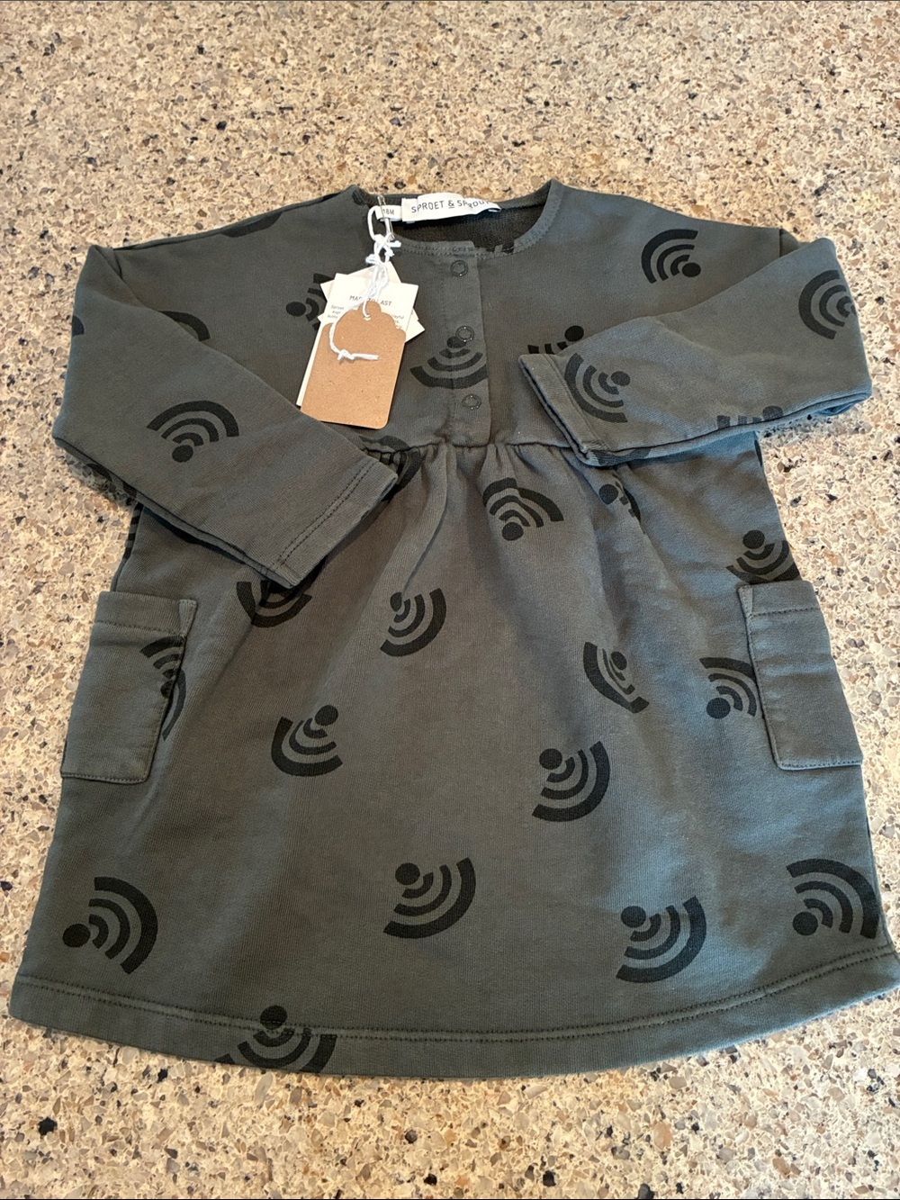 Sproet & Sprout 100% Organic Gray Button Front Dress